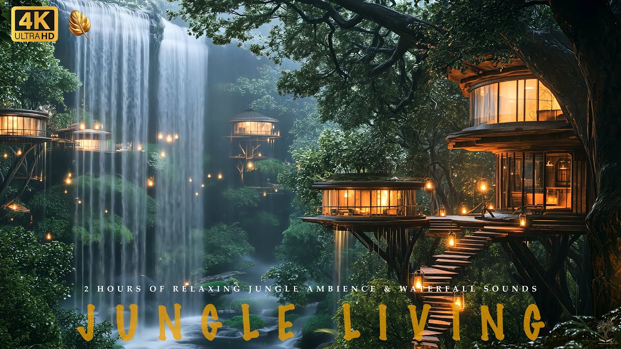 4K | SOUNDS. Luxury Treehouse Living in the Rainforest &ndash; Relaxing Jungle Ambience & Waterfall Sounds