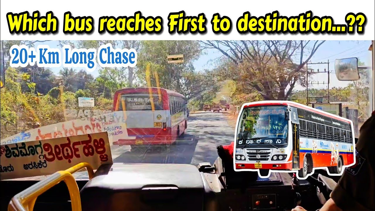 Long Chase between 2 KSRTC| Shivamogga - Tarikere#bus #trending #travel #shorts #bussid #volvo#india