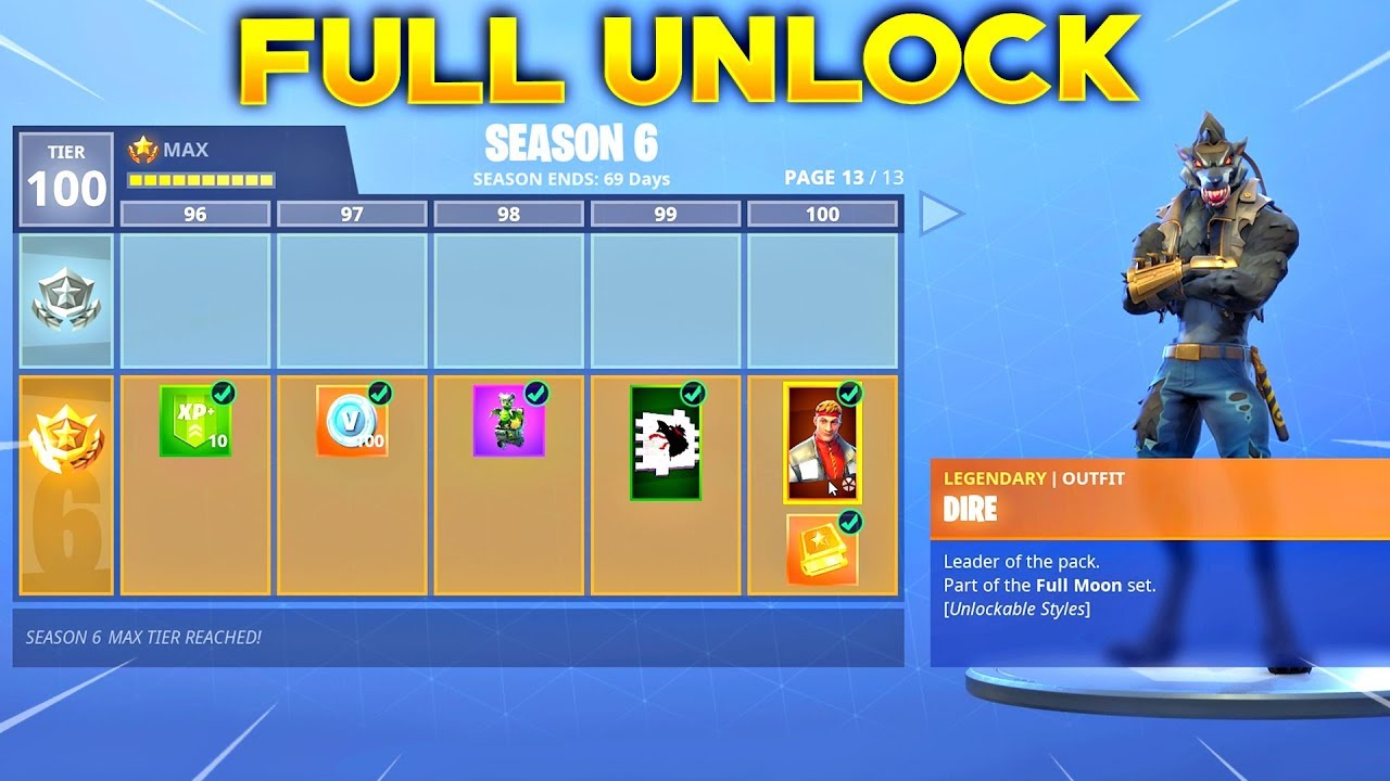 BUYING ALL 100 TIERS! Season 6 Battle Pass ALL ITEMS UNLOCKED! (Fortnite Battle Royale)