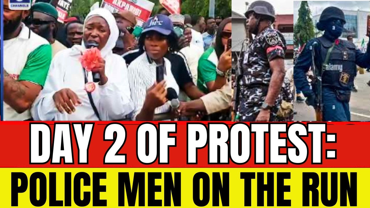 POLICE MEN ON THE RUN! DAY 2 OF PROTEST AS AISHA YESUFU SENDS WARNING: AKPABIO HIT HARD