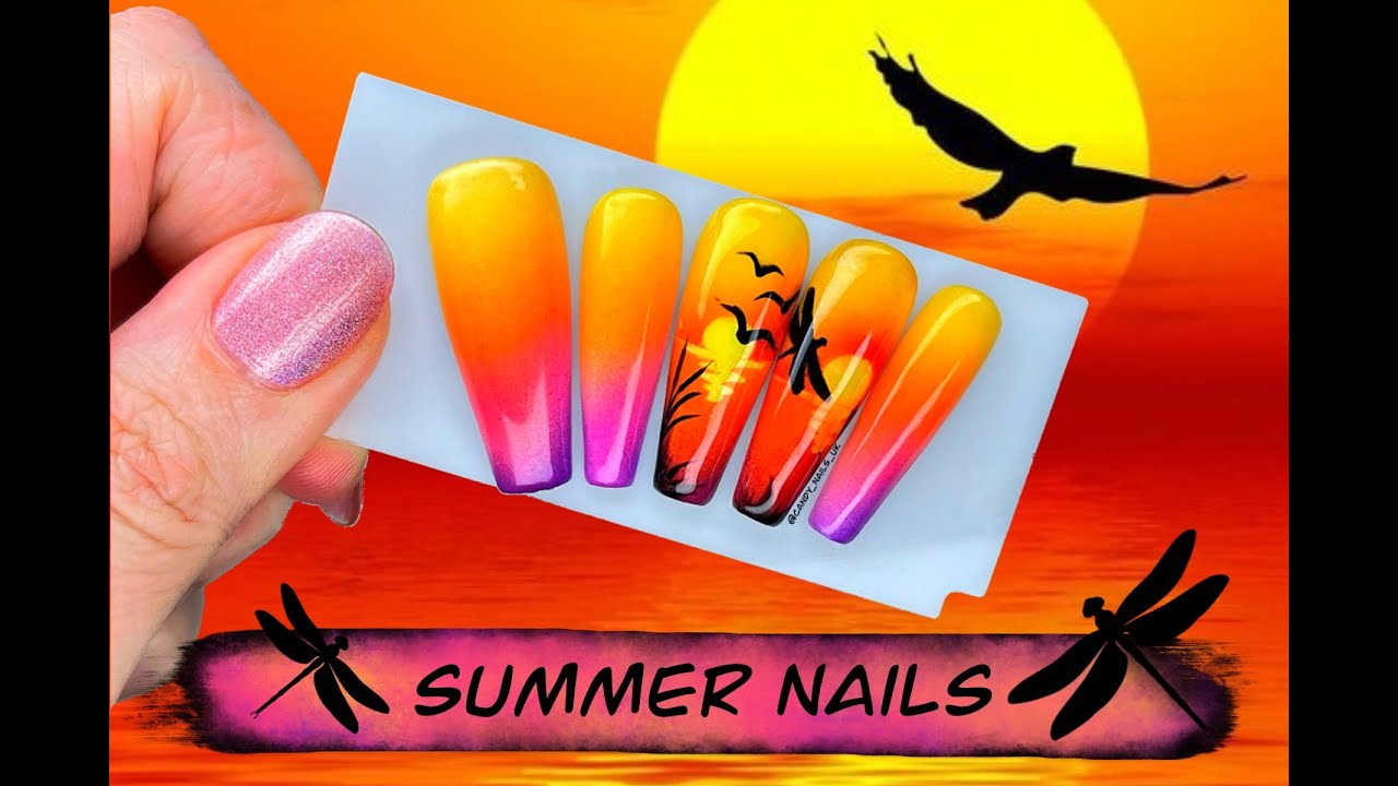 SUMMER AIRBRUSH NAILS 2021 | EASY NAIL ART TUTORIAL | AIRBRUSH 4 colour ombre nails