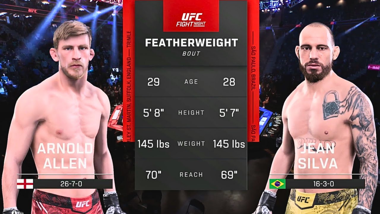 Arnold Allen vs Jean Silva FULL FIGHT | UFC 5 AI Simulation Gameplay (CPU vs CPU)