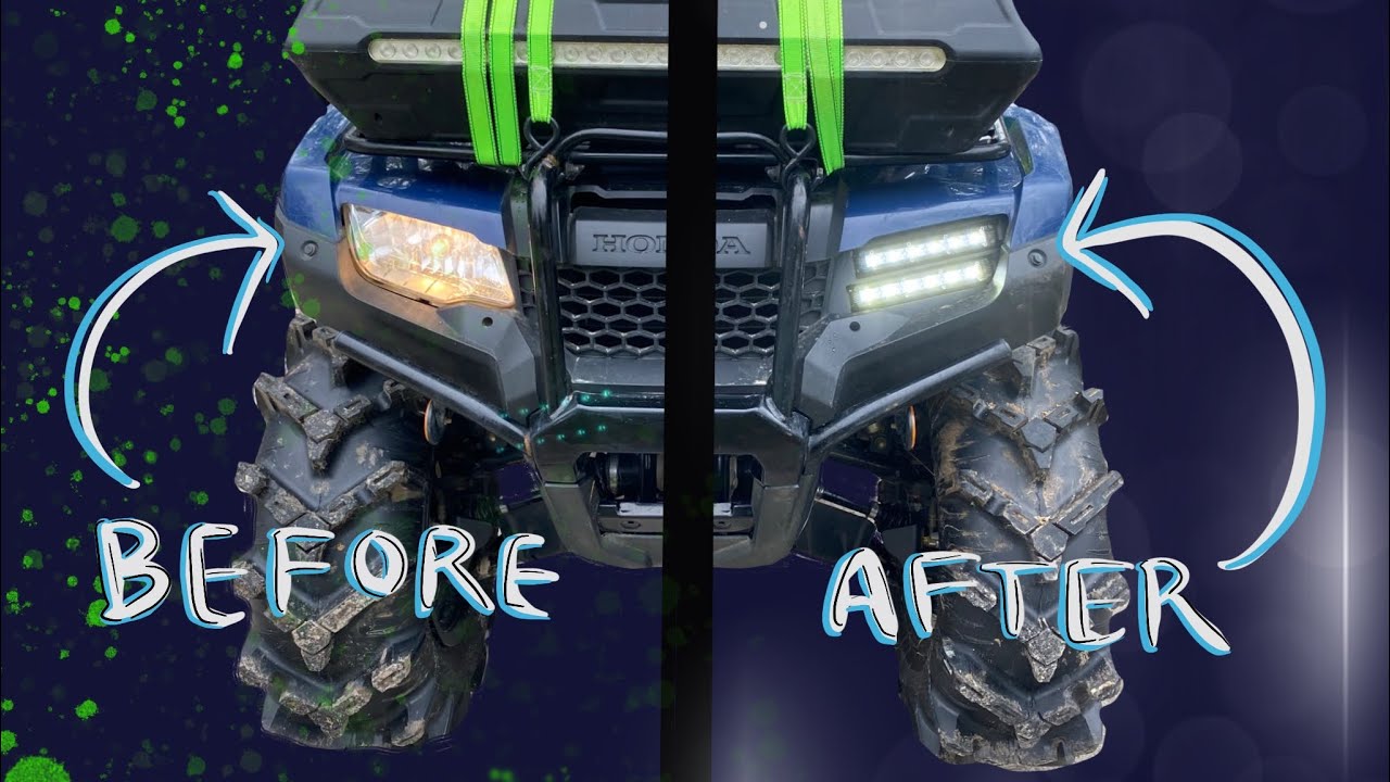 KHAOS LED headlight installation on Honda Rancher 420