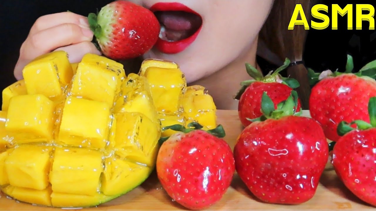 TANGHULU ASMR CANDIED STRAWBERRY, APPLE MANGO EATING 딸기 탕후루, 애플 망고 탕후루 먹방 MUKBANG