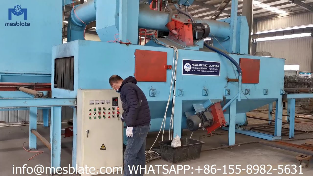Automatic Shot Blasting Machine Working Video , Roller Conveyor Type, For H beam, Tubes, Plates