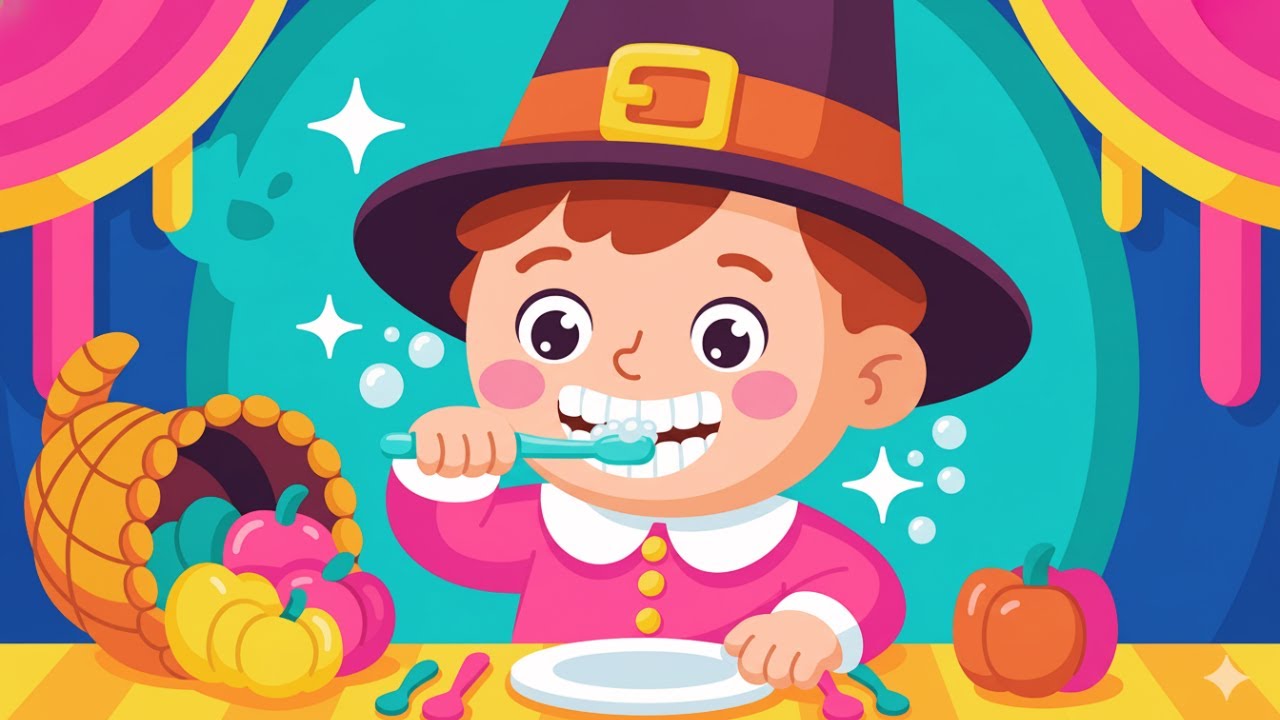 Brush Like A Pilgrim Thanksgiving Toothbrushing Song for Kids and Toddlers| Magic Toothbrush Timer