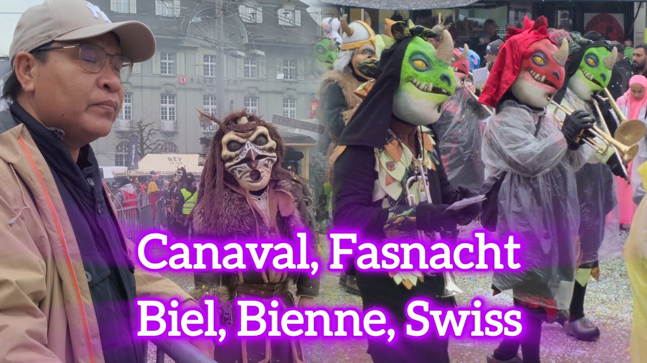 ទិដ្ឋភាពការដង្ហែក្បួន.Canaval,Fasnacht,Biel,Bienne,Swiss 