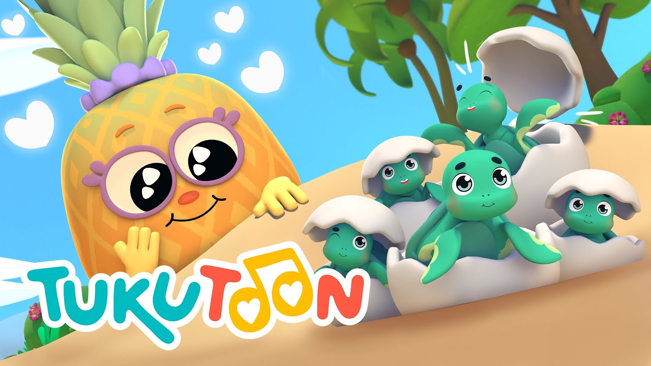 Cinco Tortuguitas 🐢 🌊 | Canciones Infantiles para Aprender y Jugar 🥁 🎶 | TukuToon Oficial 💖 ☀️