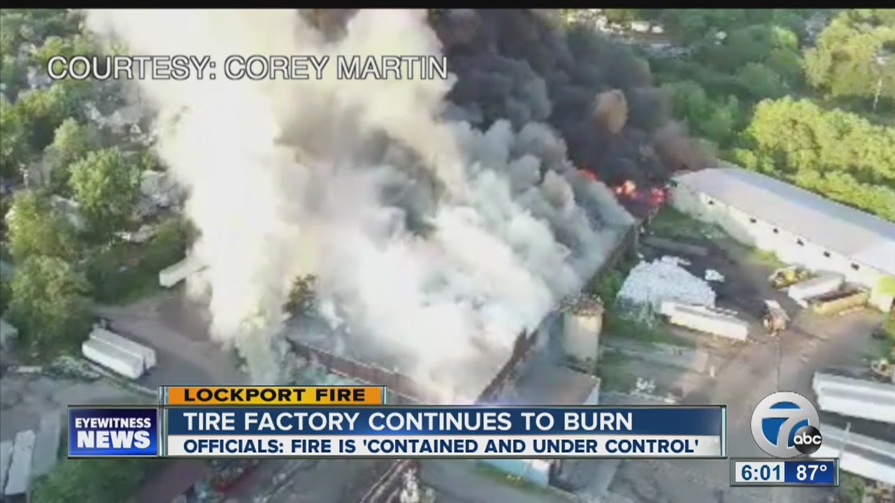 A massive fire burns out of control in Lockport, NY