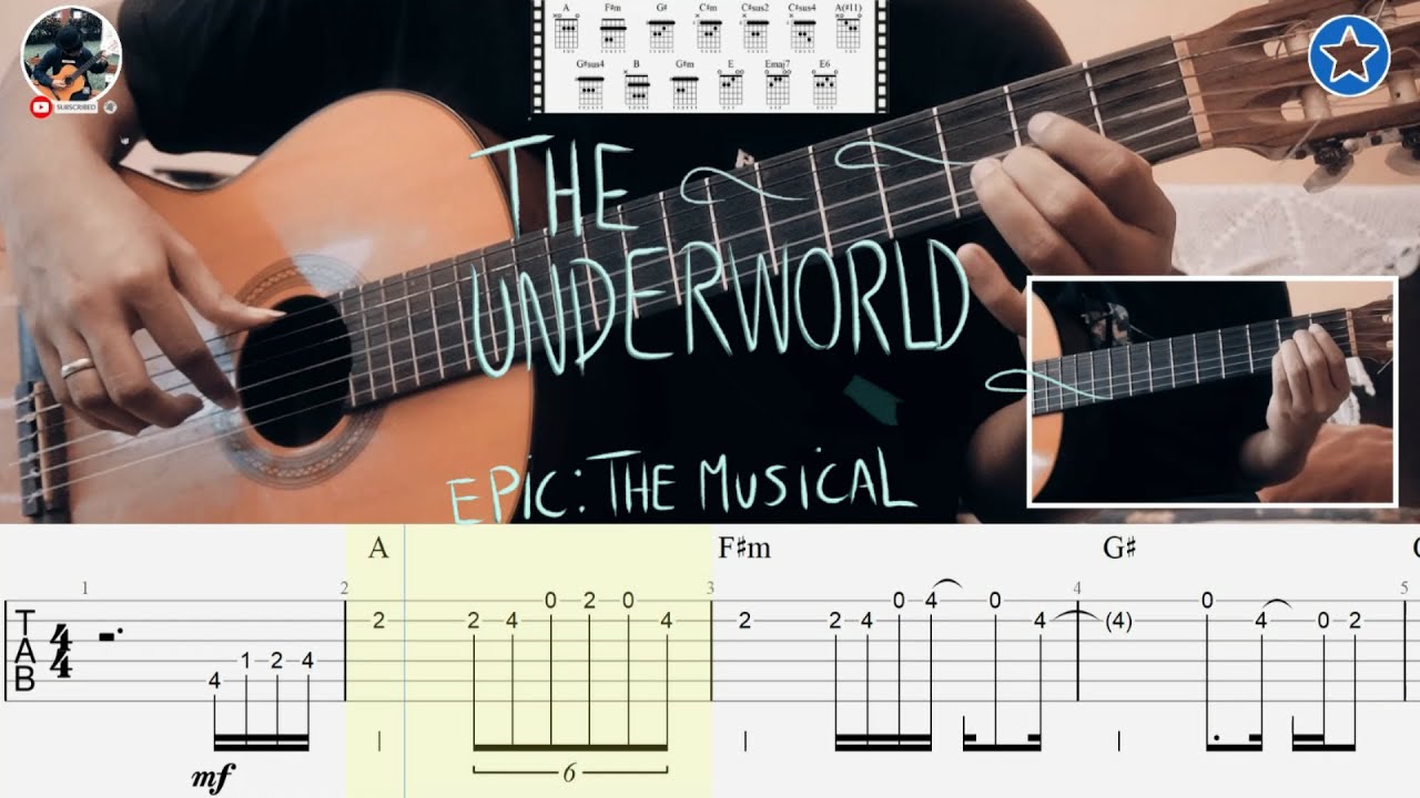 Как играть песню «The Underworld» из мюзикла «Epic the Musical» на гитаре! Табулатура + аккорды +...