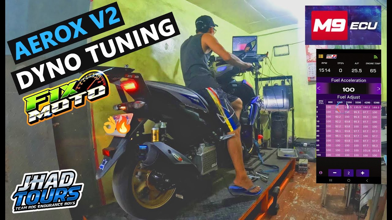 AEROX V2 DYNO TUNING BY FIXMOTO | UMA M9 RACING ECU | RS8 DC8 PIPE