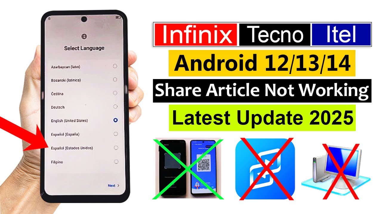 All (Infinix/ Tecno/ Itel) : FRP BYPASS - Share Article Not Working | Android 12/13/14 (NO PC)