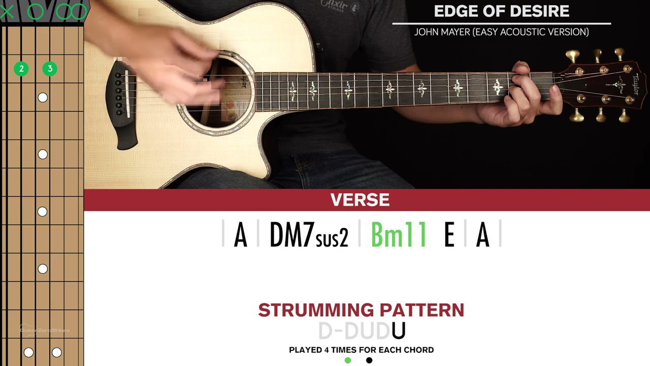 Edge Of Desire Acoustic Guitar Cover John Mayer 🎸|Tabs + Chords|