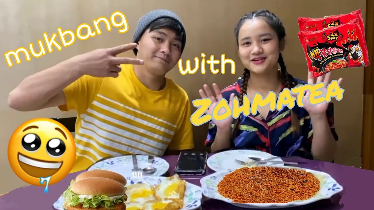 CHICKEN BURGER|SPICY NOODLES|MUKBANG WITH ZOHMATEA