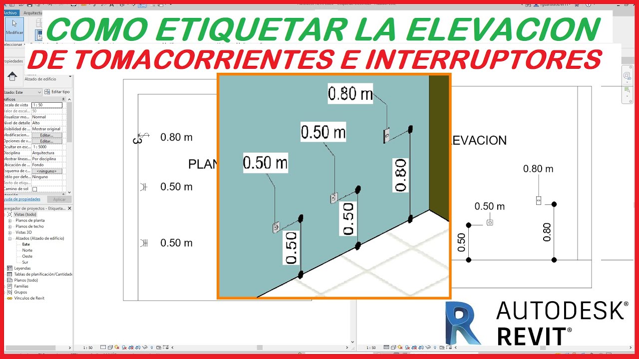 COMO ETIQUETAR LA ELEVACION DE TOMACORRIENTES E INTERRUPTORES EN REVIT
