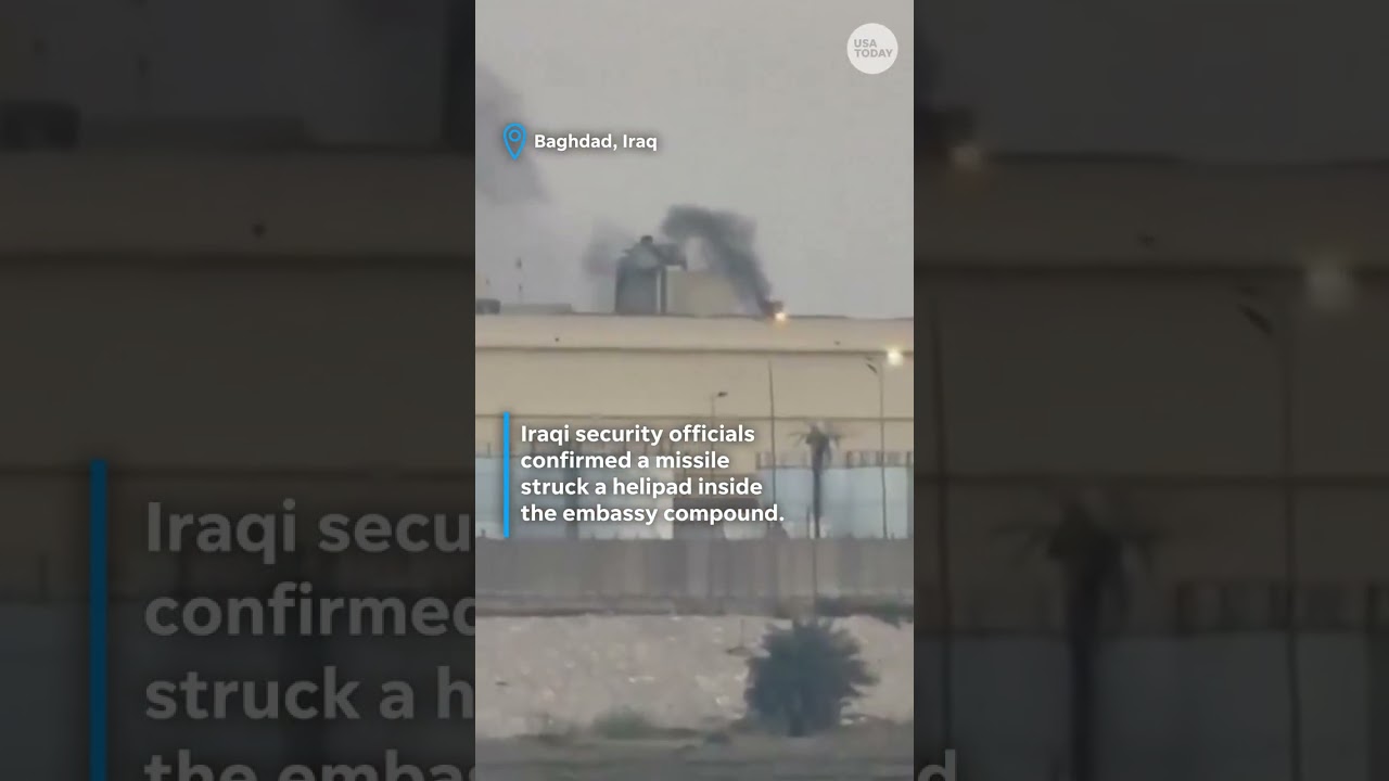 Flames, smoke rise from US Embassy in Baghdad after missile strike