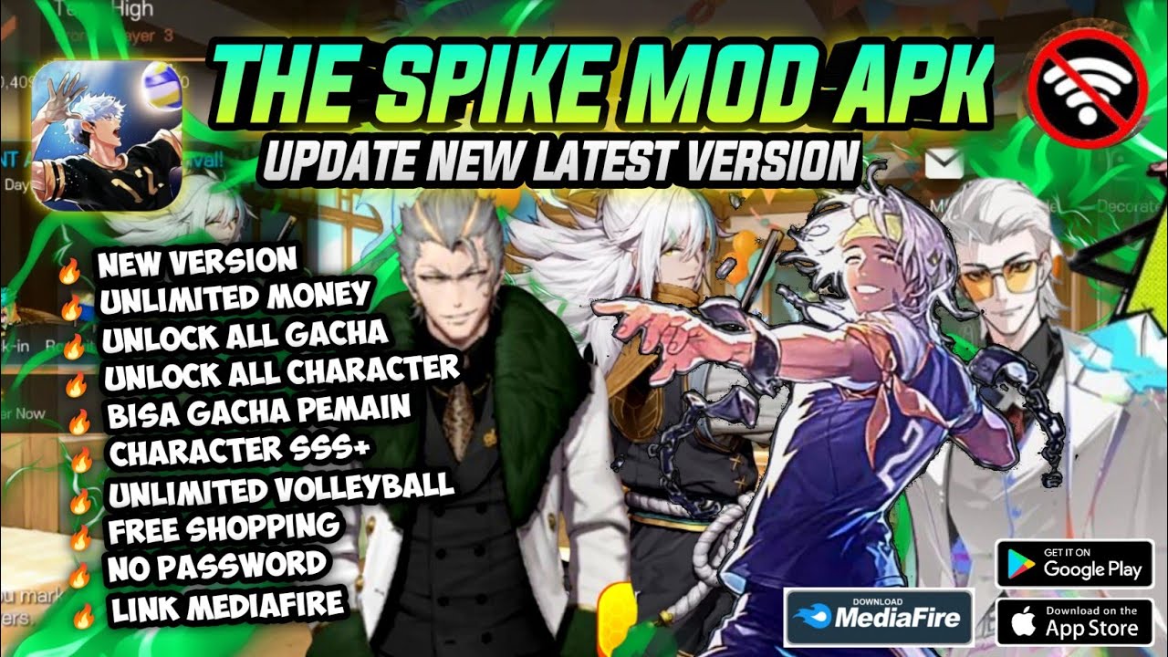 DOWNLOAD The Spike Volleyball Cross Mod Apk V6.4.101 Unlock All Character,Unlimited Money,Mod Lucas