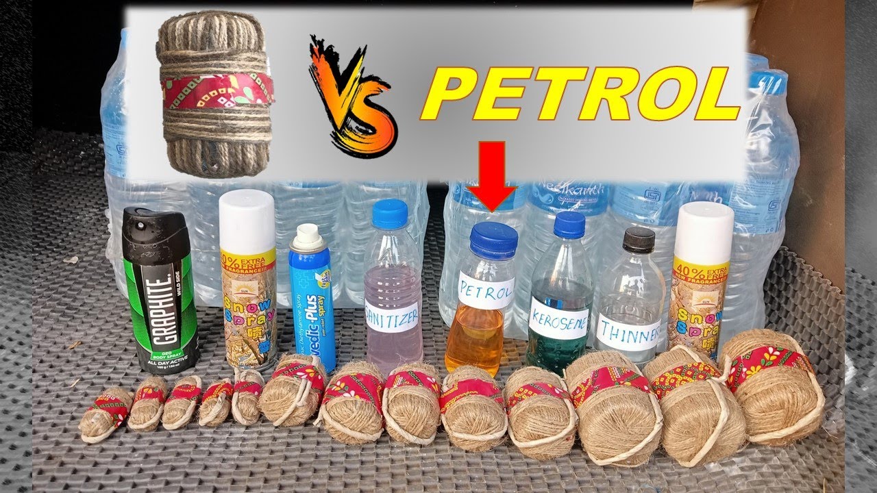 Fire Crackers Vs Petrol, Sanitizer, Kerosene, Thinner .... etc.[] Sutli Bomb Ke Sath Petrol Bottle