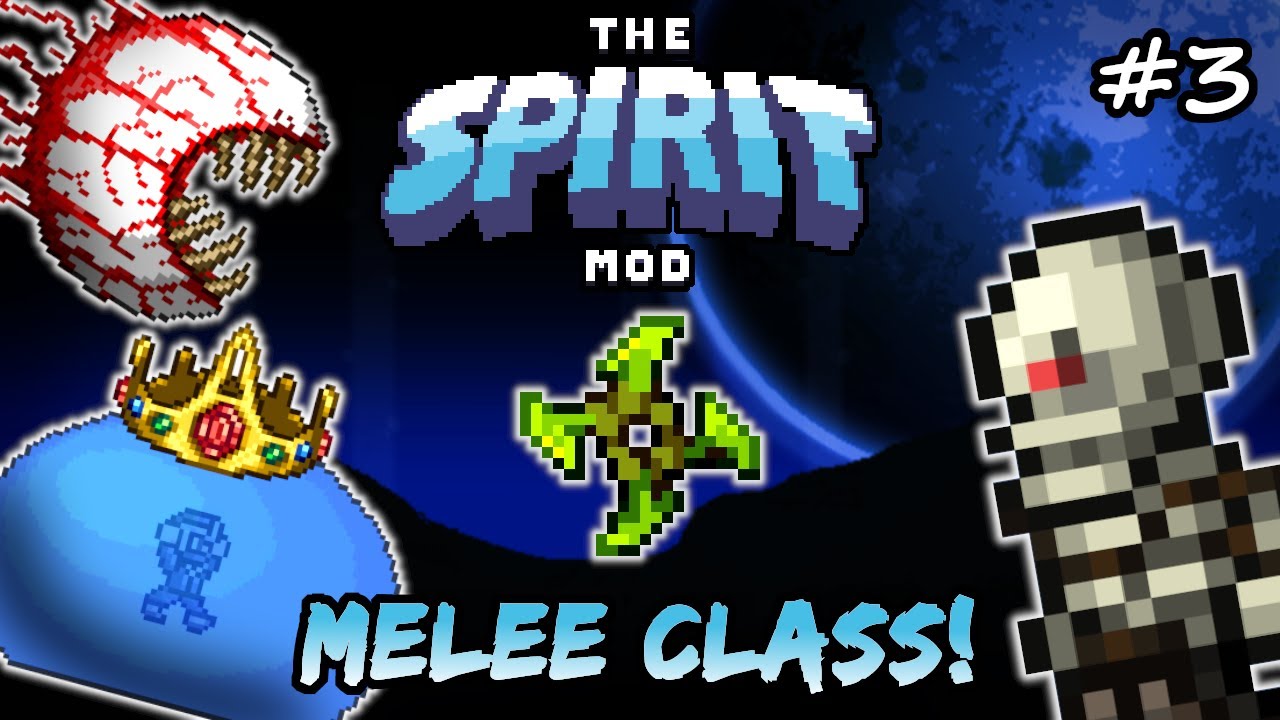 Eye of Cthulhu & King Slime Bosses! Terraria Spirit Mod Let's Play Episode 3 - Melee Playthrough!