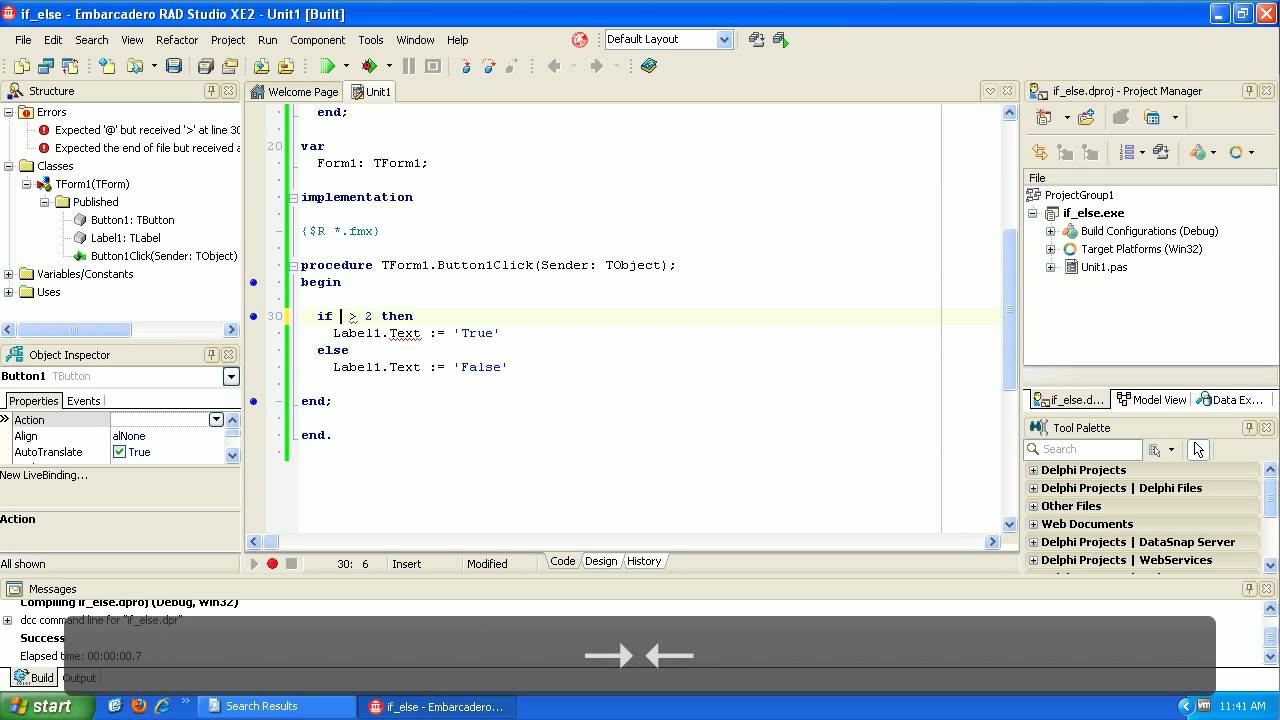 Learning to Program Delphi Tutorial -  If then else - Pascal
