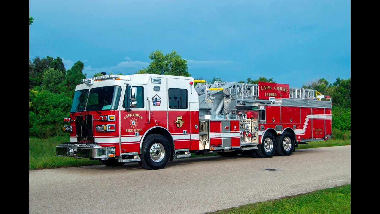 SFEV - Cape Coral Fire Department's new Sutphen SL100 aerial ladder  (HS7378) - LADDER 5