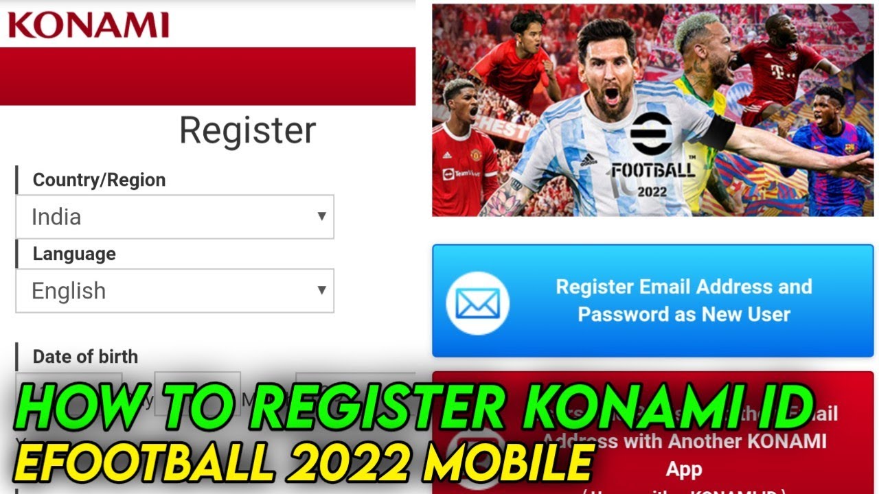 How To Register Konami Id eFootball 2023 Mobile