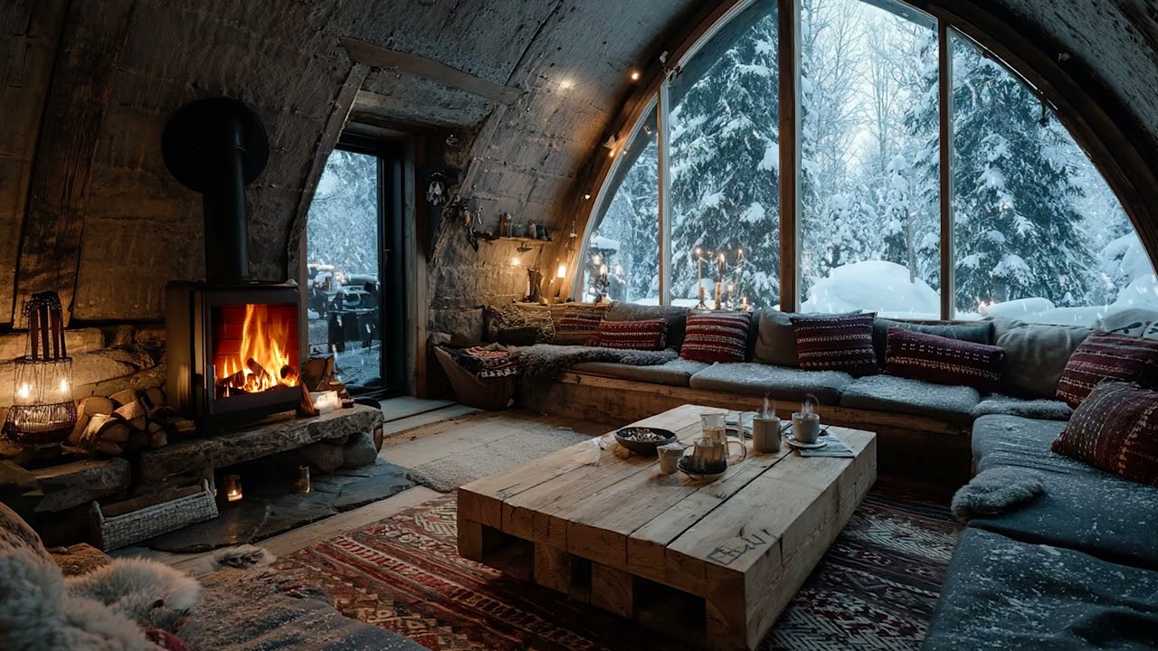 Hushed Winter | Cozy Snowy Ambience and Soft Winter Sounds for Deep Sleep Calm Focus and Relaxation