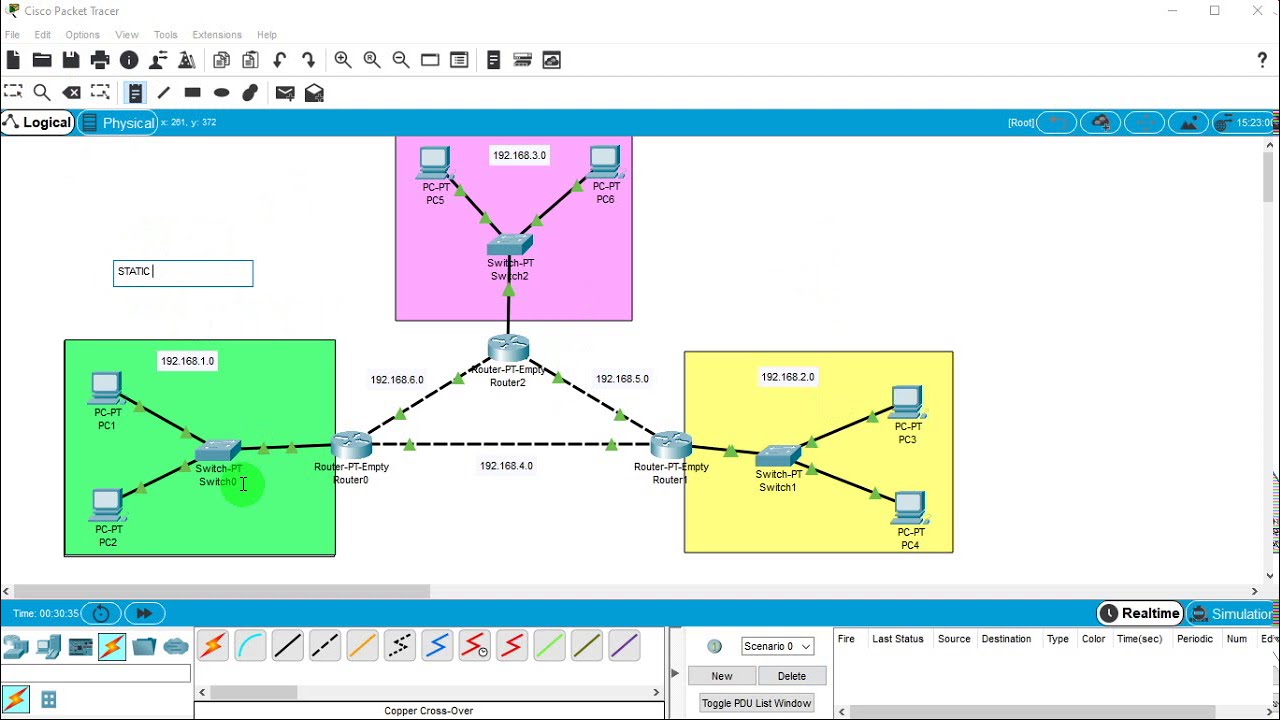 PACKET TRACER #7 - KONFIGURASI STATIC ROUTING DENGAN 3 ROUTER
