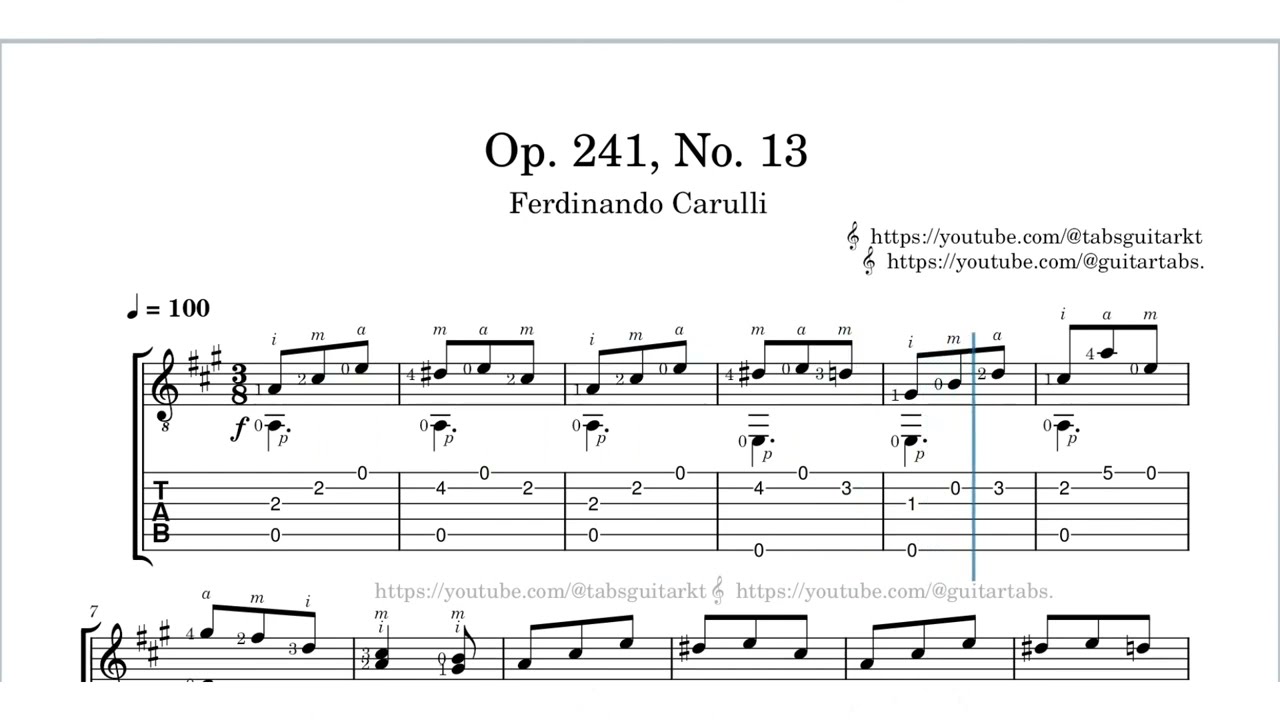 Carulli | Op. 241 No. 13 | TAB | ♩ = 100 |