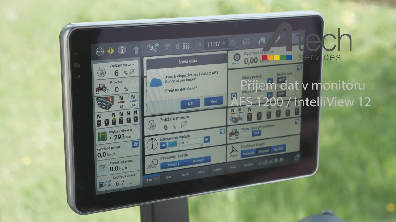 Př&iacute;jem dat v monitoru AFS 1200 a IntelliView 12