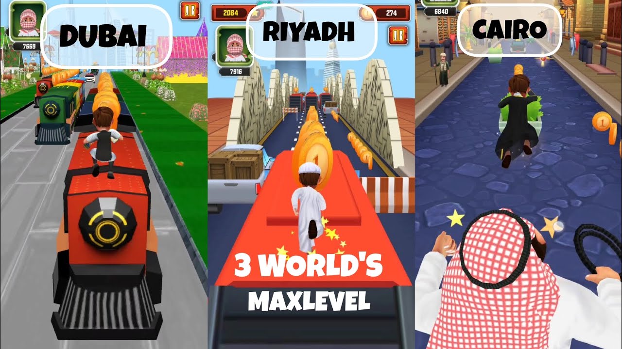 Alnahsha run 3 world's in 1 video max level gameplay Dubai vs cairo vs Riyadh #alnahsharun #gameplay