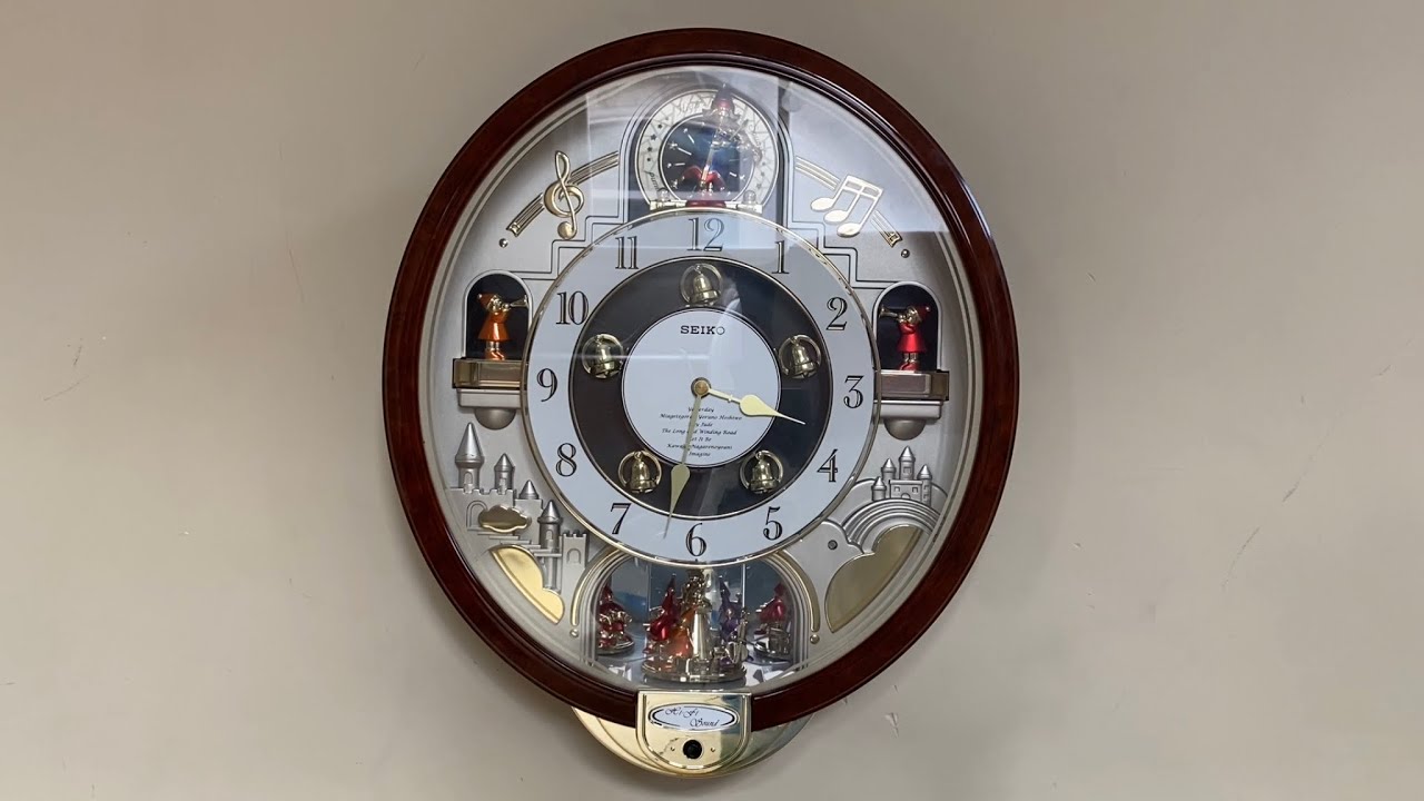 Seiko QXM109ZRH Melodies In Motion Wall Clock Beatles Hi-Fi Sound All Melodies (Better Quality)
