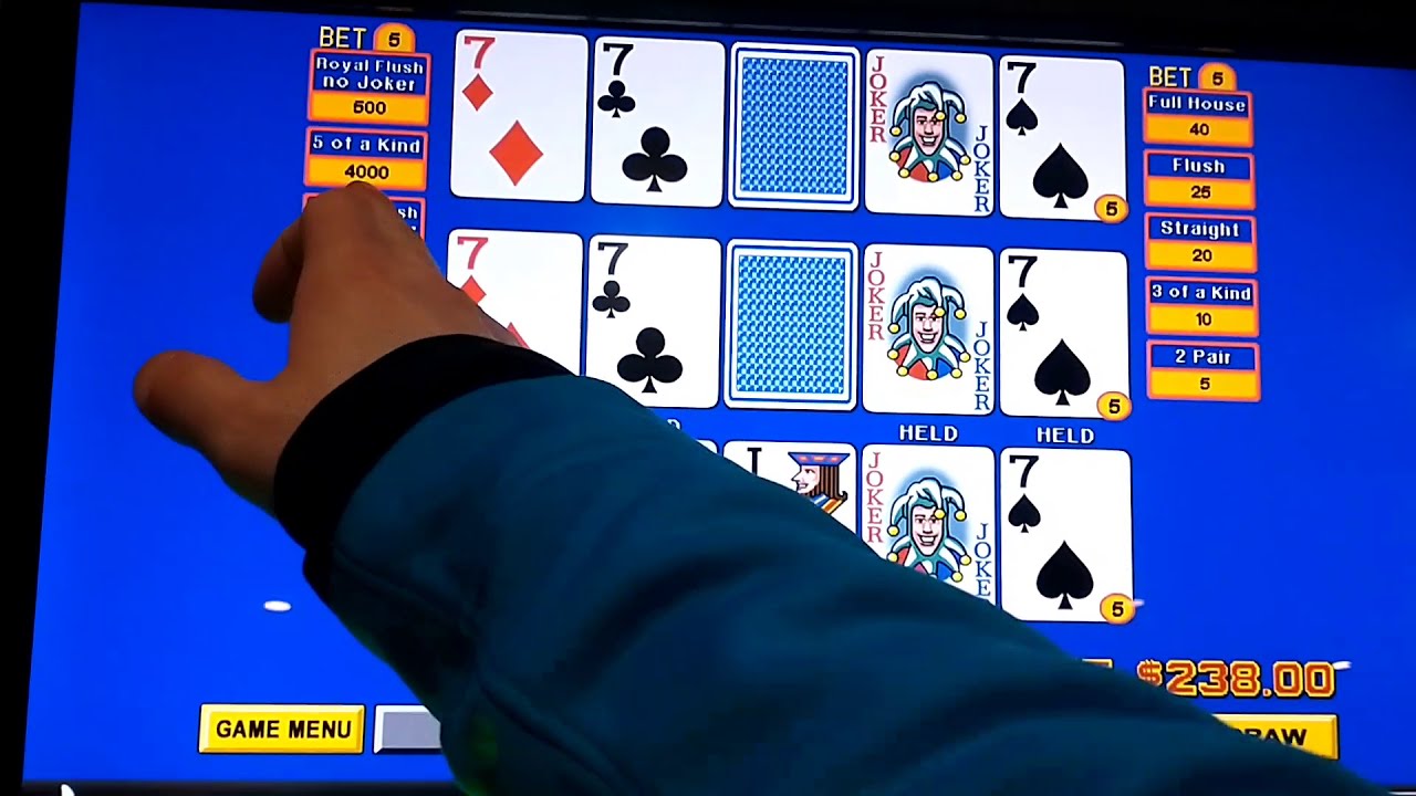 Joker Poker. 5 of a kind pays 4000!