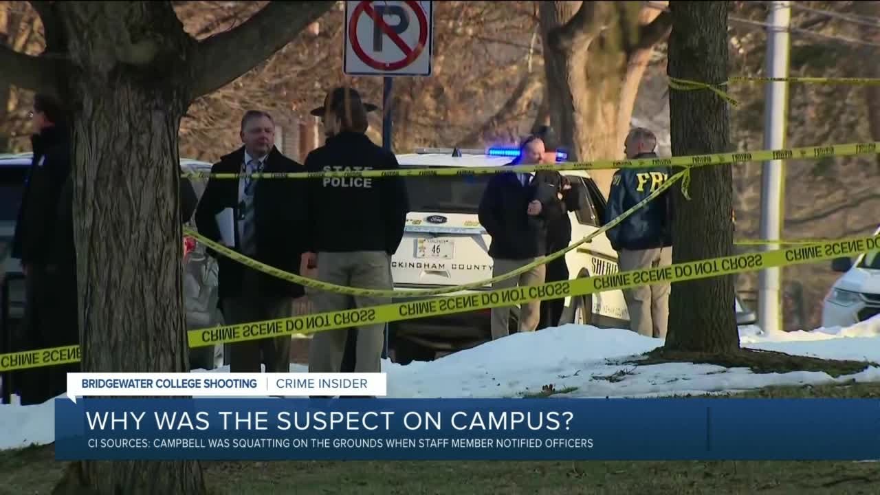 Why was the Bridgewater College shooting suspect on campus?