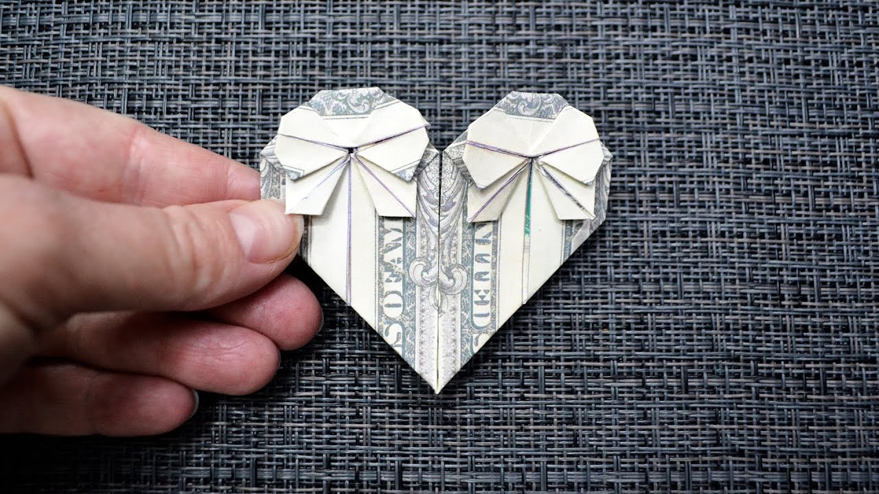 My MONEY HEART with BOWS | Dollar Origami for Valentine's Day | Tutorial DIY by NProkuda