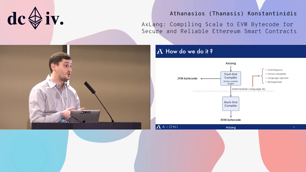 AxLang: Compiling Scala to EVM Bytecode for Secure and Reliable Ethereum Smart Contracts (Devcon4)