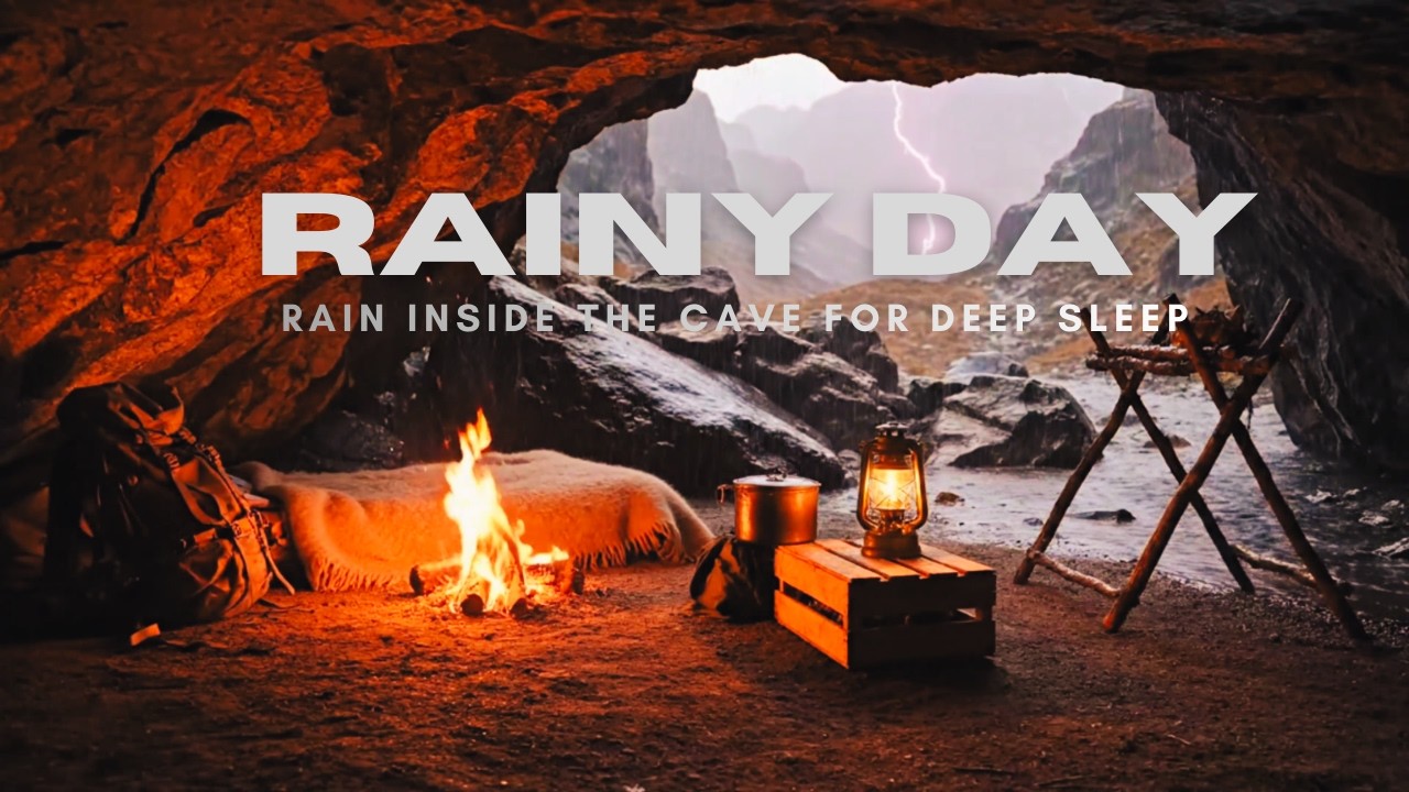 Cozy Rain Cave Ambience 🌧️🔥 Fireplace & Rain Sounds to Help You Fall Asleep Fast (No Ads)