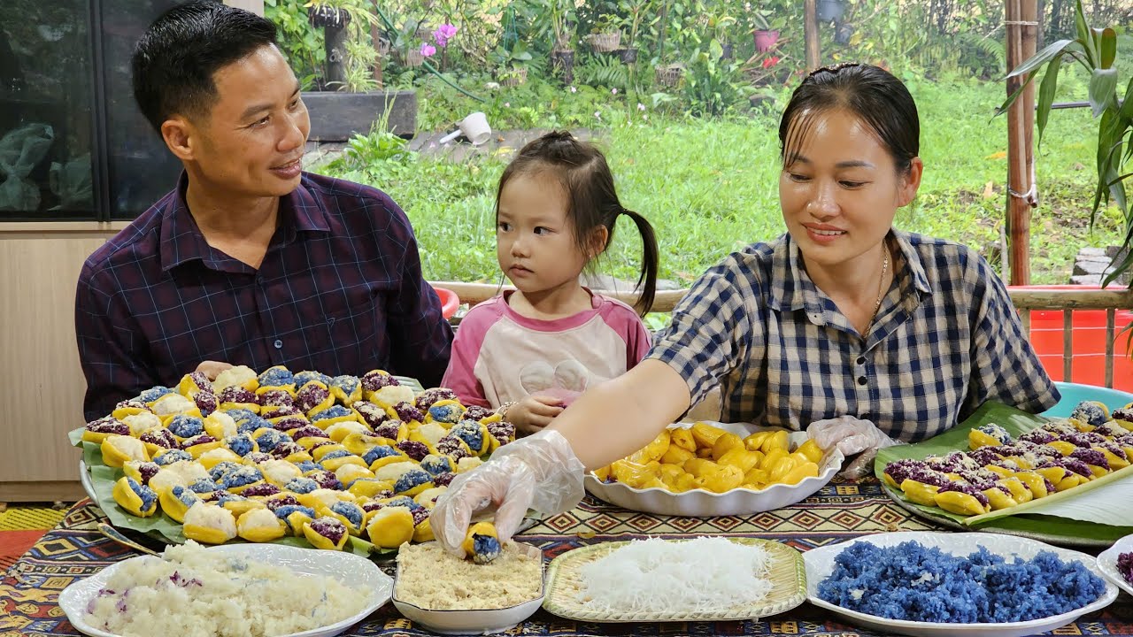 Harvesting Jackfruit and How to Make Colorful Jackfruit Sticky Rice Cakes to Sell at the Market