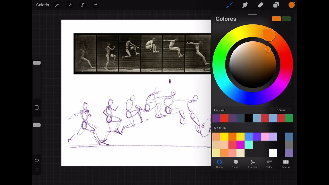 Segunda parte. Dibujos de movimientos por bloques. Basado en Edward Muybridge.
