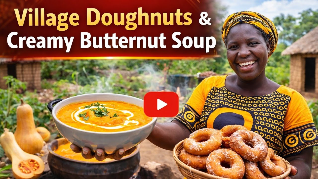 Village  mum cooks Doughnuts & Creamy Butternut Soup | African Village Cooking