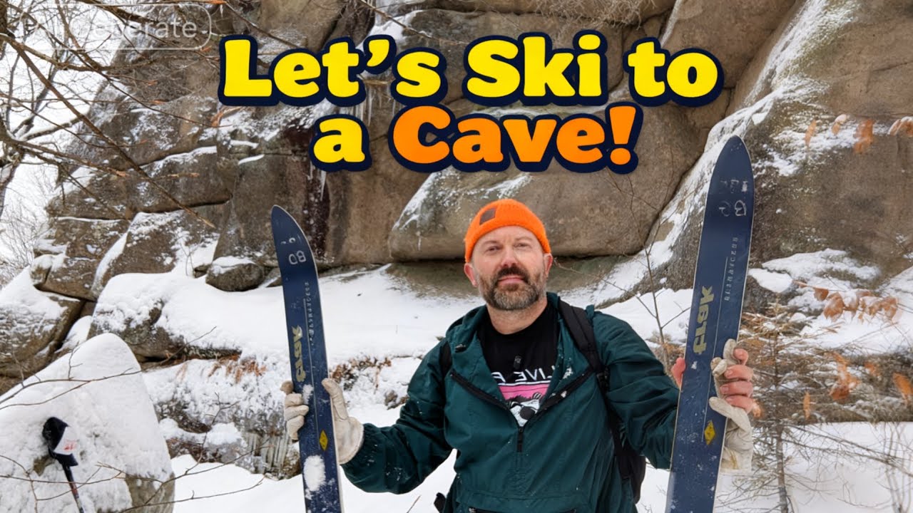 Skiing to Devil's Den Cave NH