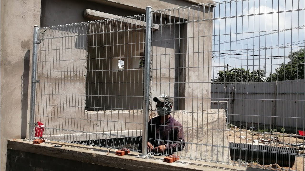 Cách gắn khung hàng rào lưới kẽm |mounted wire mesh fence, #phuc thien vlog
