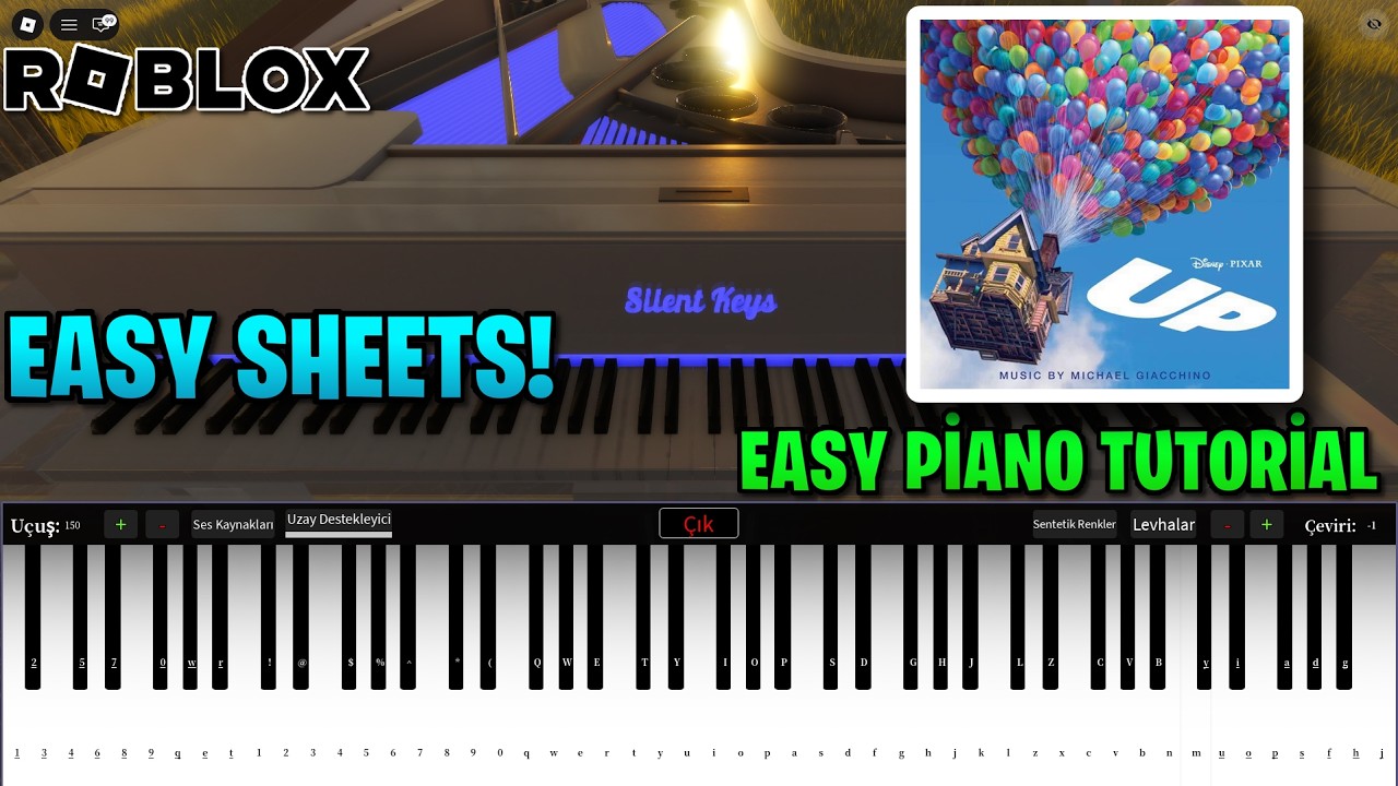 Married Life - (EASY Roblox/Virtual Piano Tutorial) + SHEETS IN DESCRIPTION
