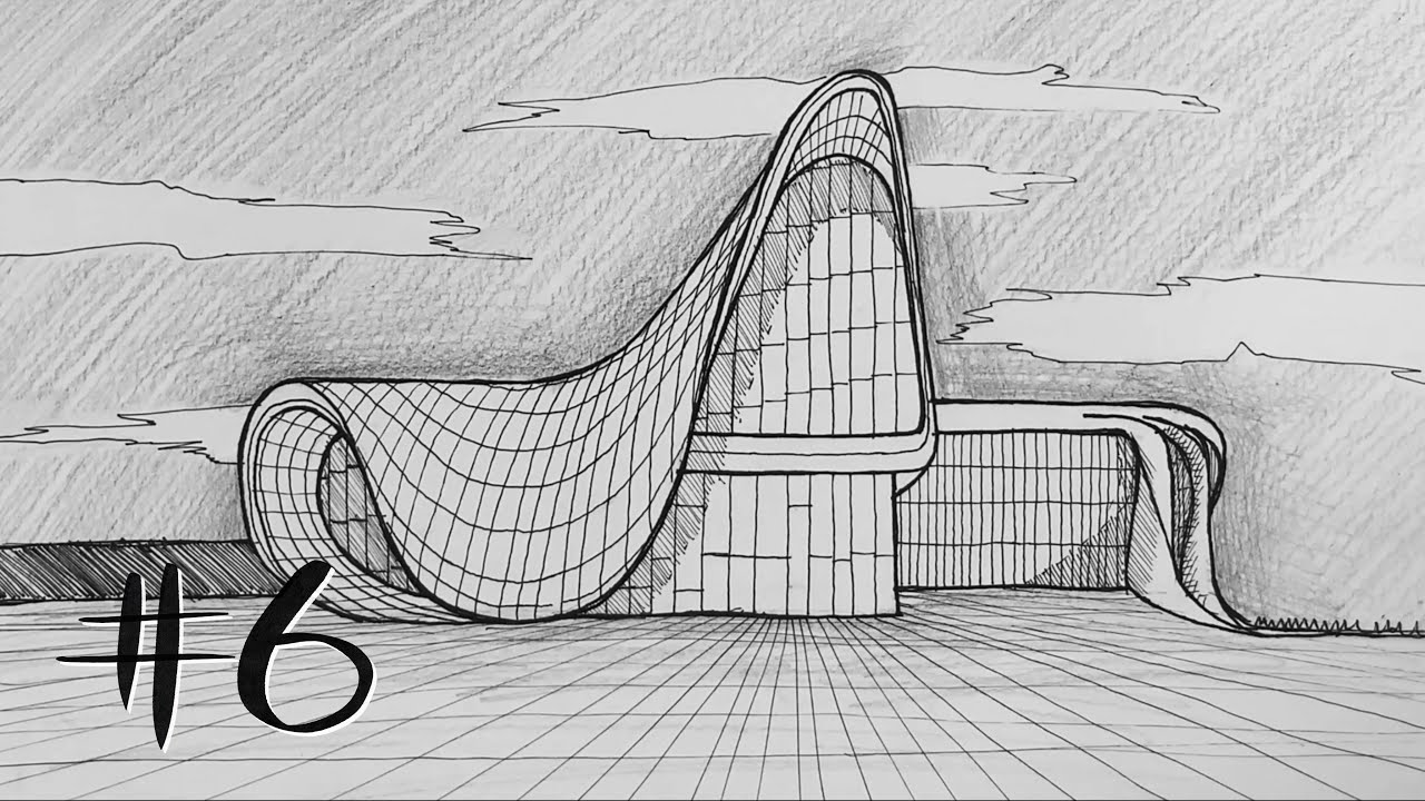 Mekan Nasıl Çizilir? (HowToDrawPerspective) -Haydar Aliyev Kültür Merkezi (Zaha Hadid  Mimarisi) #6