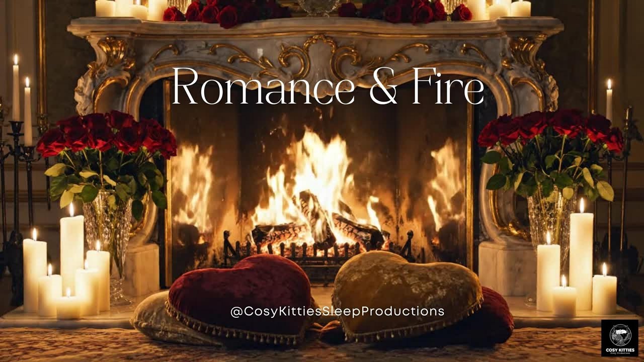 Valentine's Day Fireplace Ambience 🌹 Crackling Fire & Romantic Candlelight