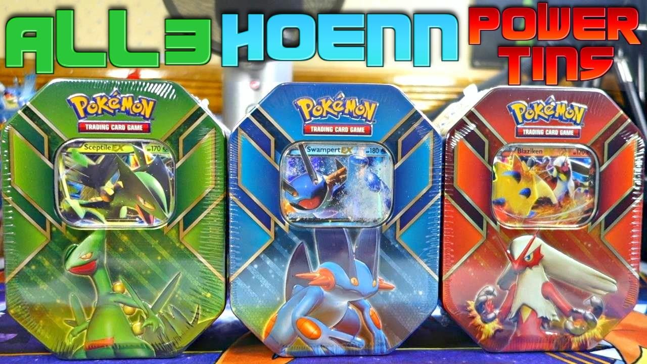 OPENING ALL 3 HOENN POWER TINS! [Sceptile EX Swampert EX & Blaziken EX Pokemon Cards]