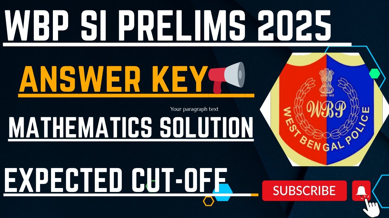 WBP SI PRELIMS 2025 MATHS ANSWER KEY📢🔥