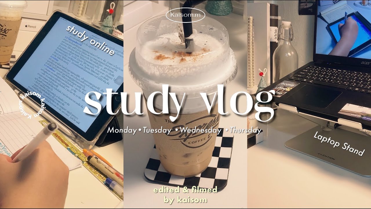 Vlog 28;study vlog | study online 🛌,unboxing Laptop stand L5 LENTION,do homework,Ice Cappuccino☕️