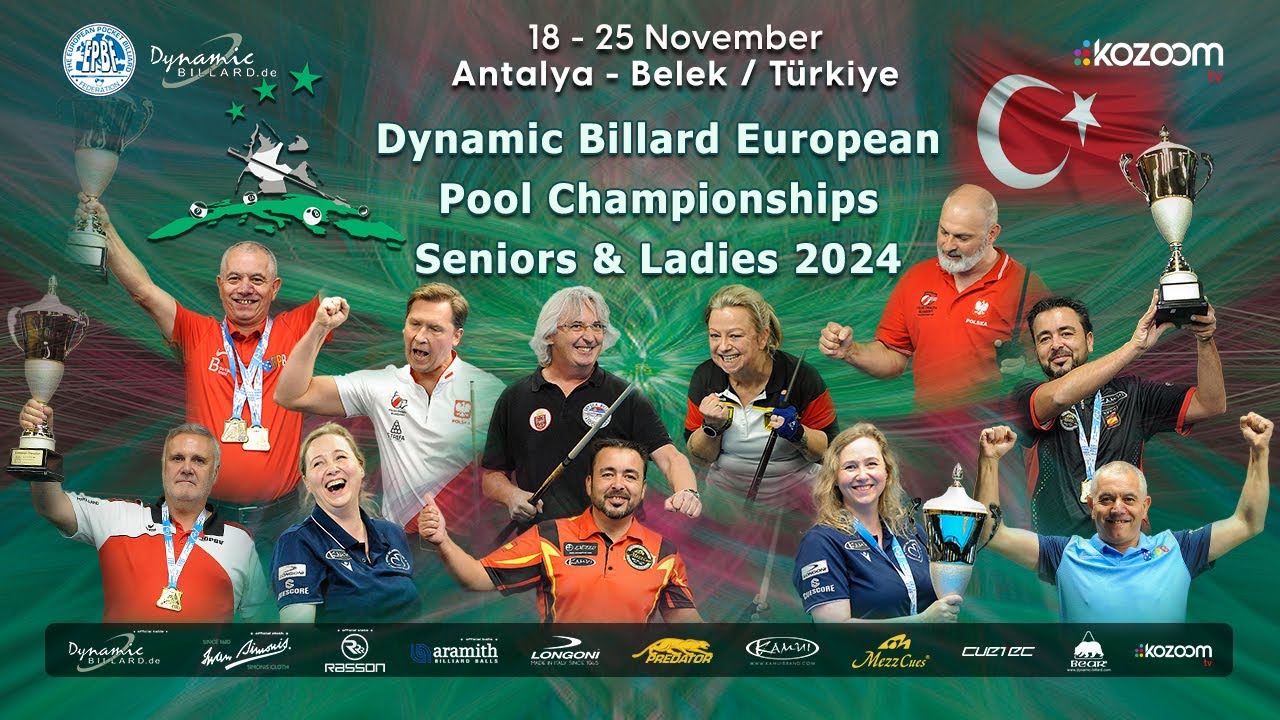 Day 3 Table 2 at the European Pool Championships: Dynamic Billard Seniors & Ladies EC 2024.