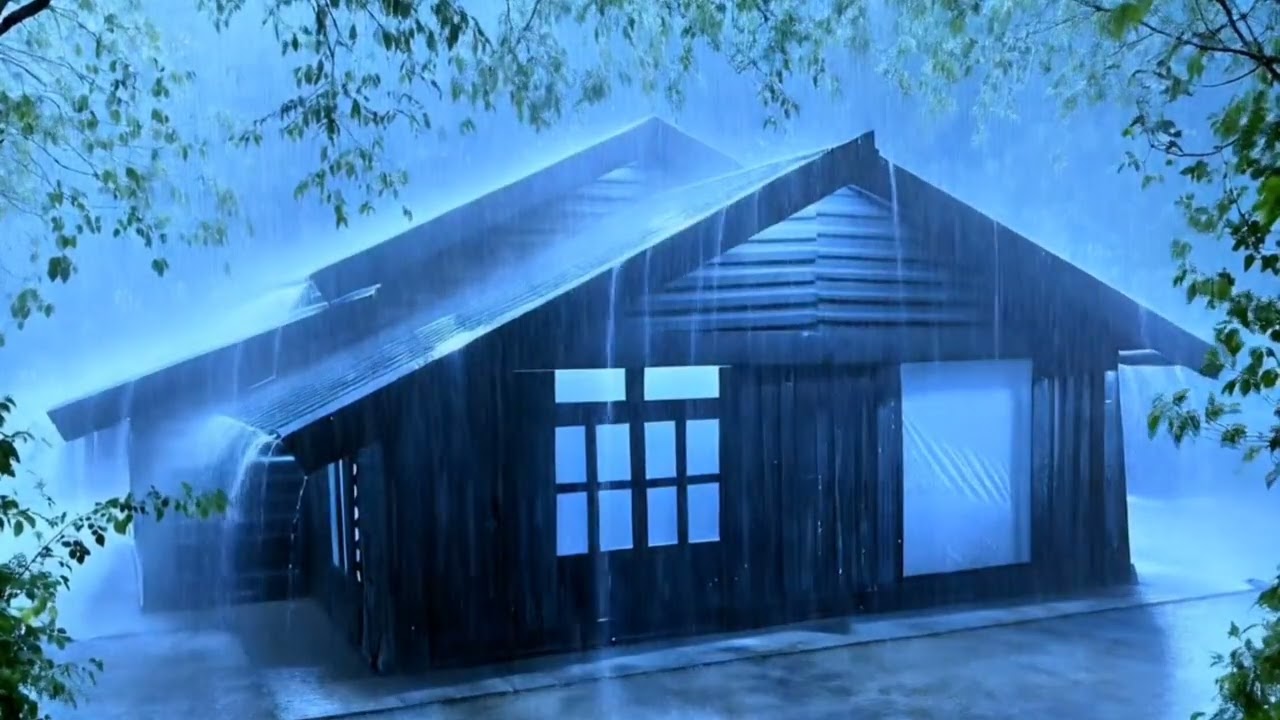 Fall into Sleep in Under 3 Minutes with Heavy Rain & Thunder on a Metal Roof of Farmhouse at Night